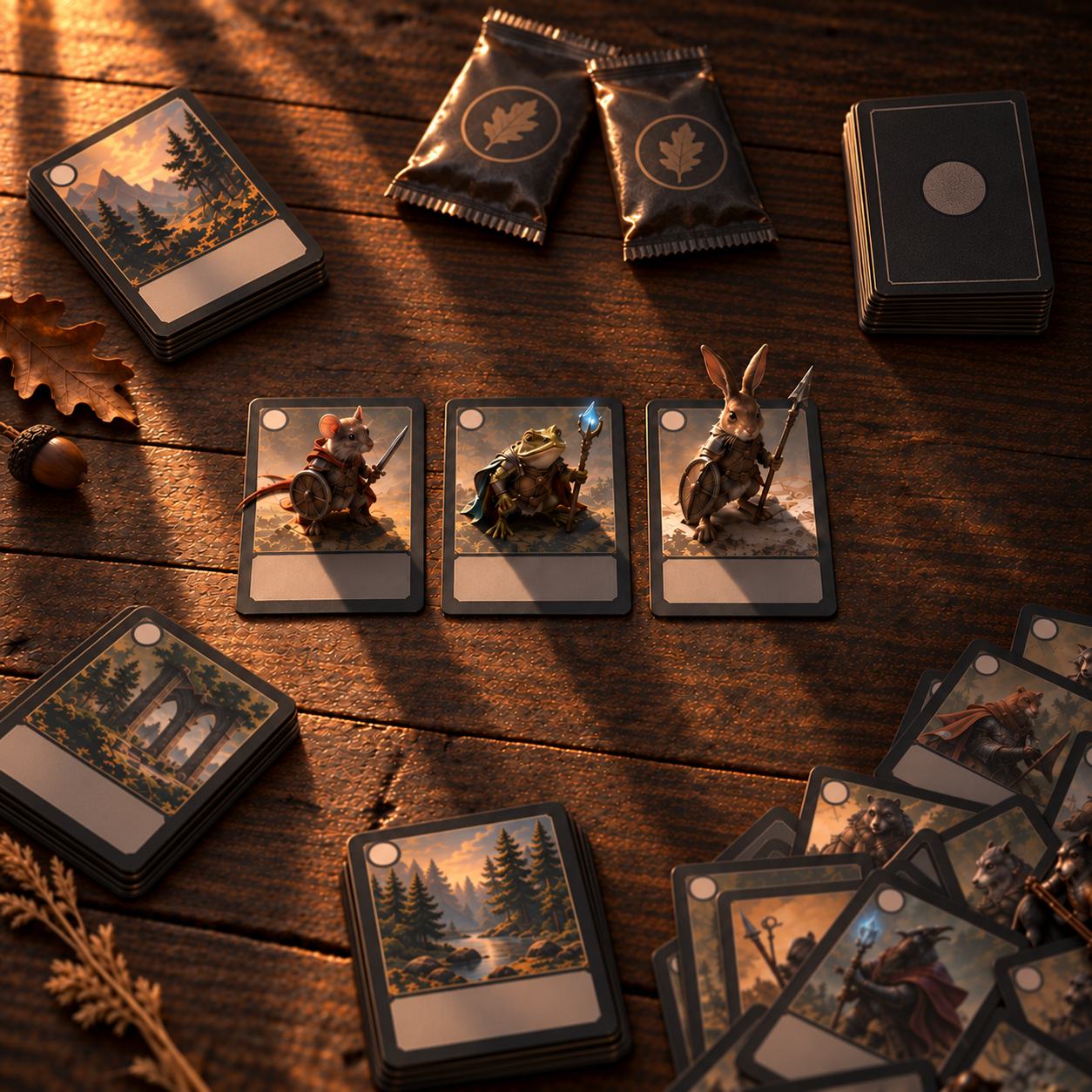 Flock & Fallow: a tribal TCG campaign format for three players